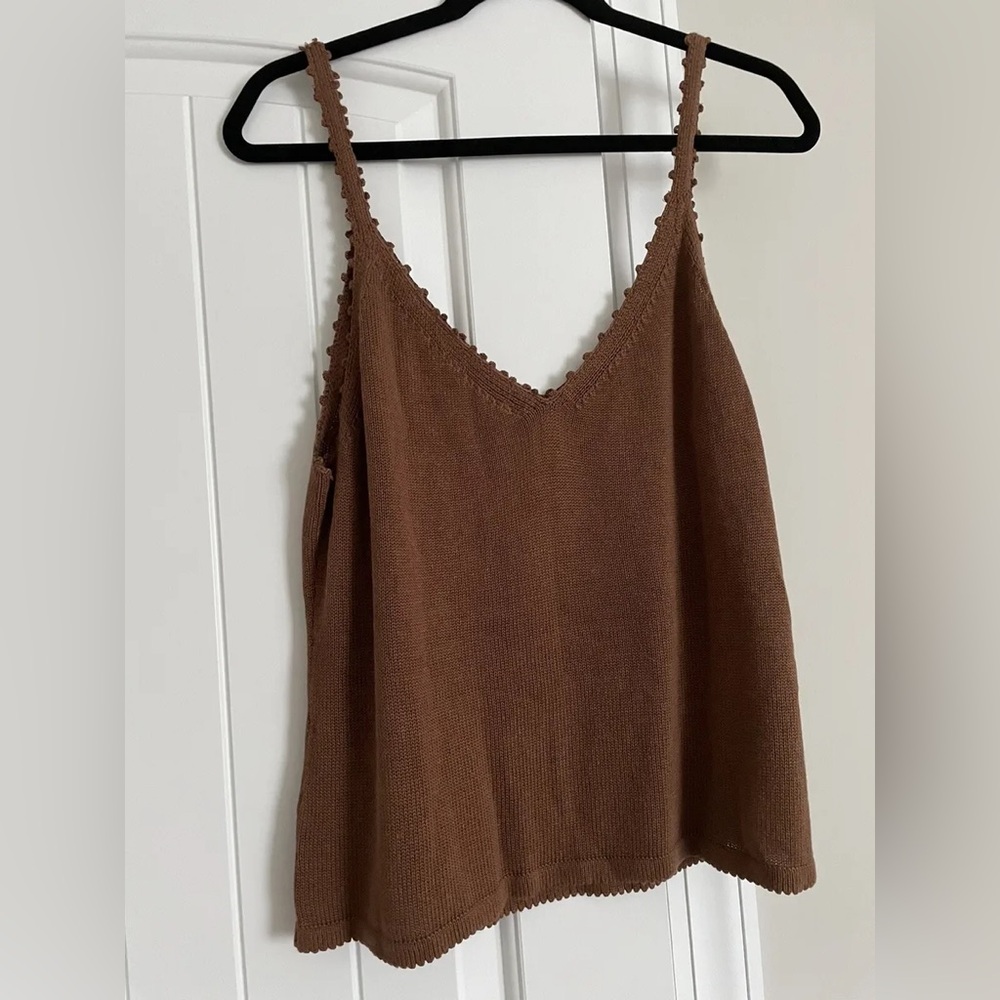 Reformation crocheted tank in brown, Size Medium, Like New